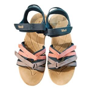 Teva Kids Tirra Sport Sandals Blue Pink Grey Multi Strap Size 3